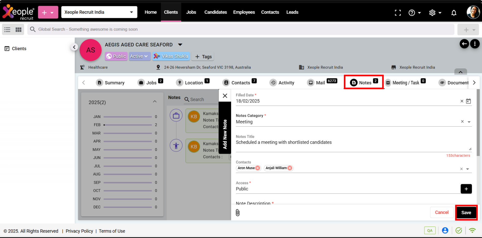 Add New Note - Save