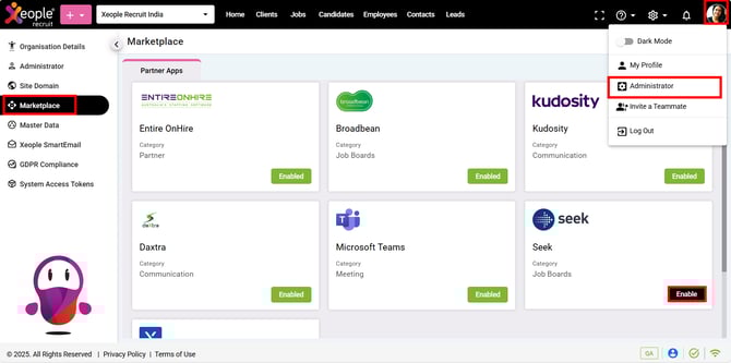 Administrator – Marketplace – SEEK – Connect