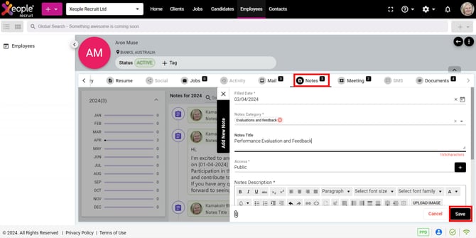 Add New Note - Save