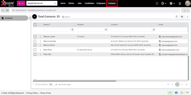Contacts - Contacts Landing Page 