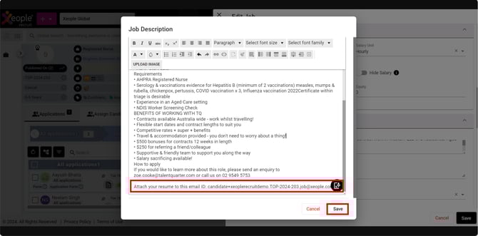 Job Description - Job-specific Xeople SmartEmail ID - Publish
