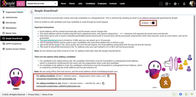 XeopleSmartEmail – Enabled
